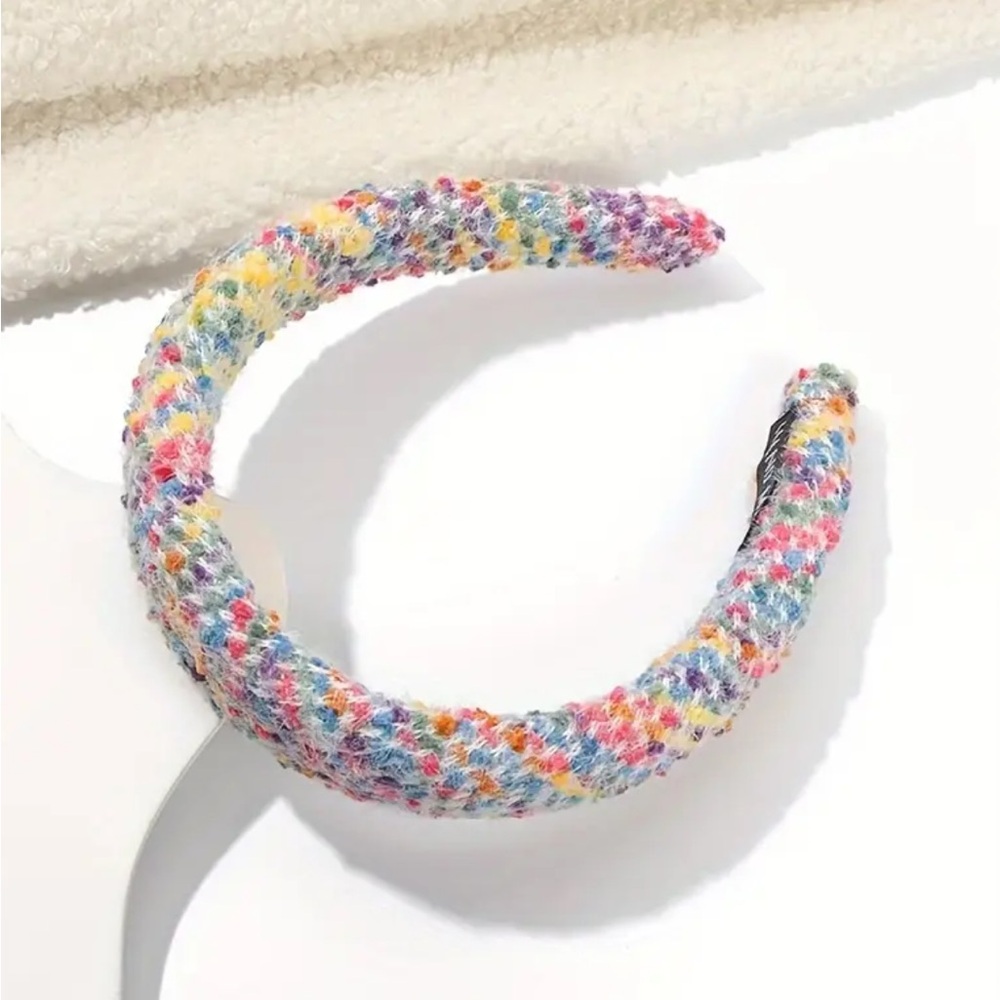 Colorful Yarn Hand-Knitted Headband, - Picture 3 of 4